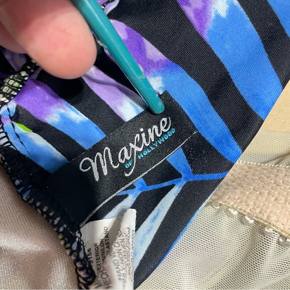 VTG 1980's Tropical Leaf Print One Piece Bathing Suit | Maxine of Hollywood 16 - Picture 8 of 13